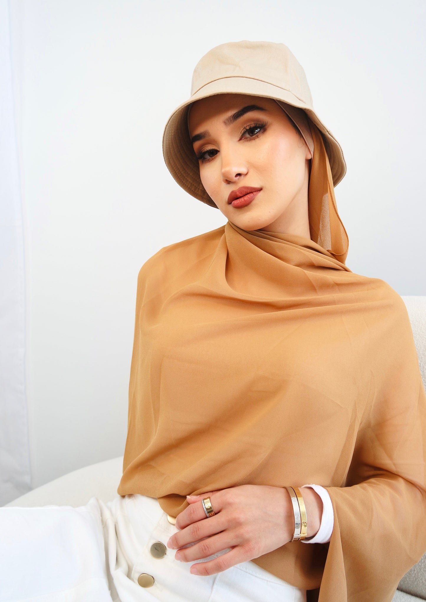 Bucket Hat With Chiffon Hijab