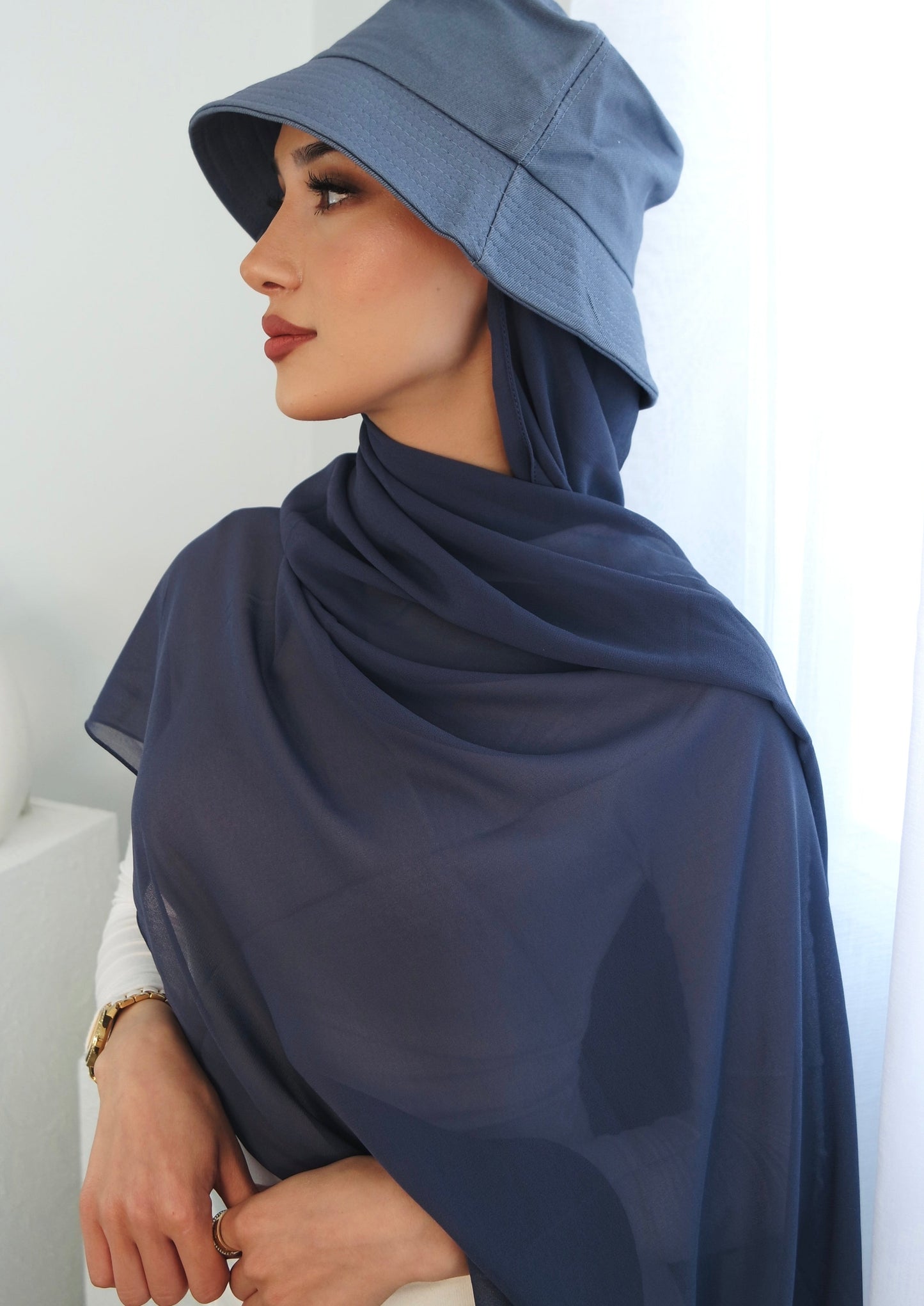 Bucket Hat With Chiffon Hijab