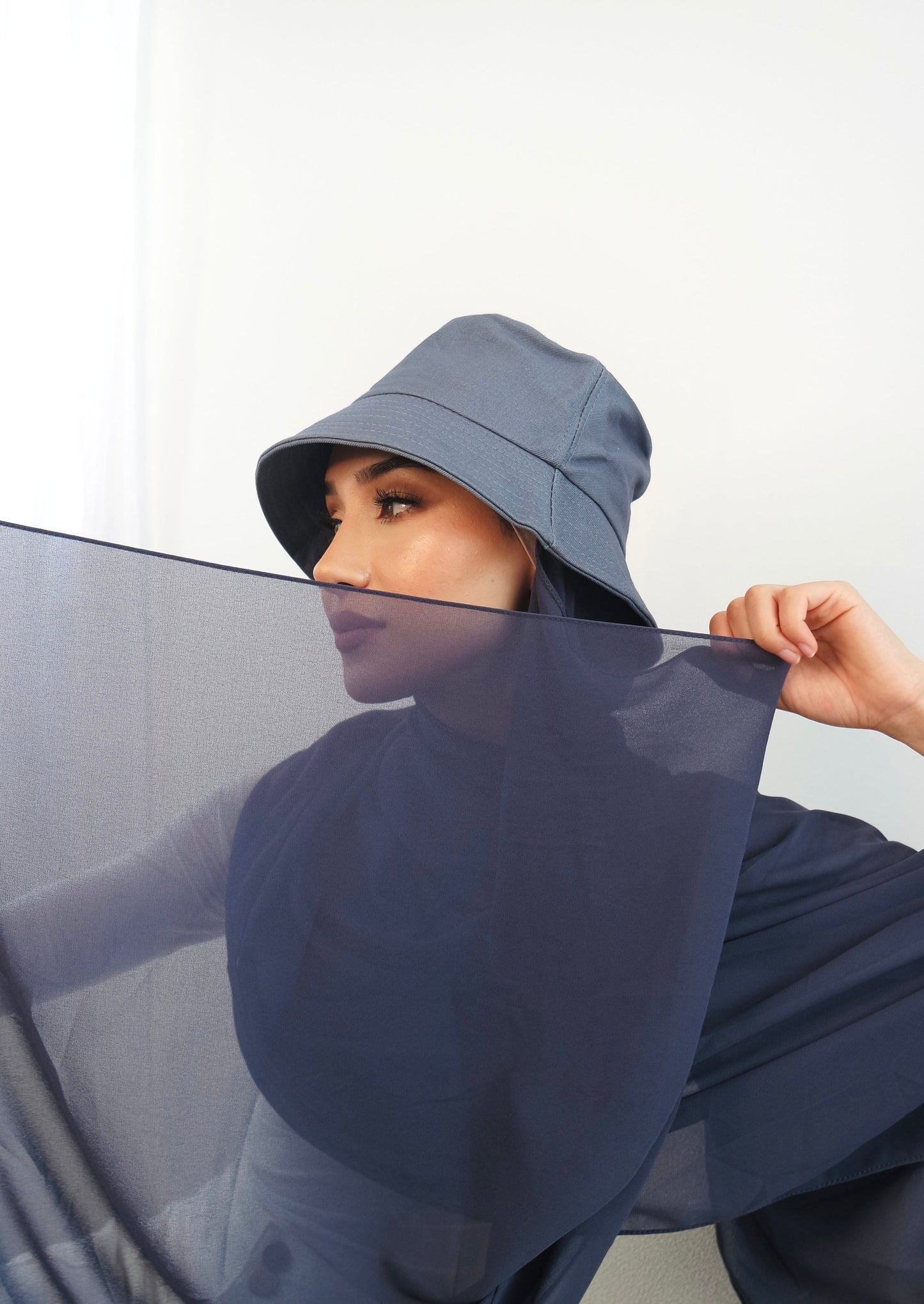 Bucket Hat With Chiffon Hijab