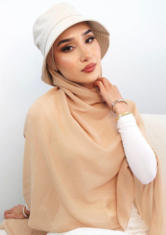 Bucket Hat With Chiffon Hijab